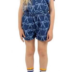 NEW TINYCOTTONS girls' bows woven short in blue denim